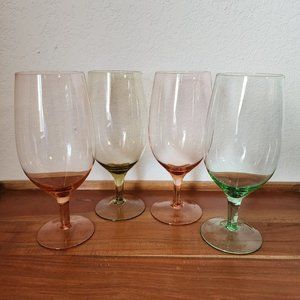 Spectrum Crystal Multicolor Footed Ice Tea Glasses 8" set of 4 handblown